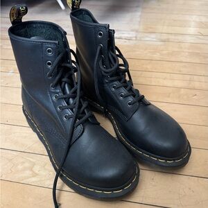 Black Leather Lace-Up Boots